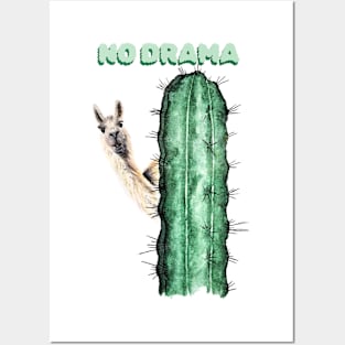 No Drama Llama Lama Humorous Funny Cactus No Stress Posters and Art